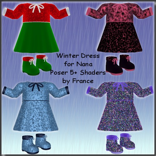 Poser 5+ Shaders for Nana's Winter Dress